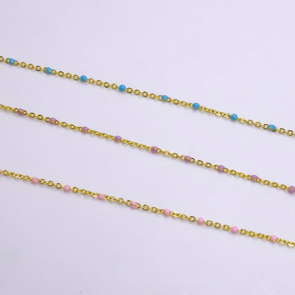 Dainty 16k Gold Filled Satellite Enamel Chain By the Yard Wholesale Unfinished Chain by Yard for Bracelet Necklace Minimalist Jewelry | ROLL-1391 ROLL-1392 ROLL-1393 ROLL-1408