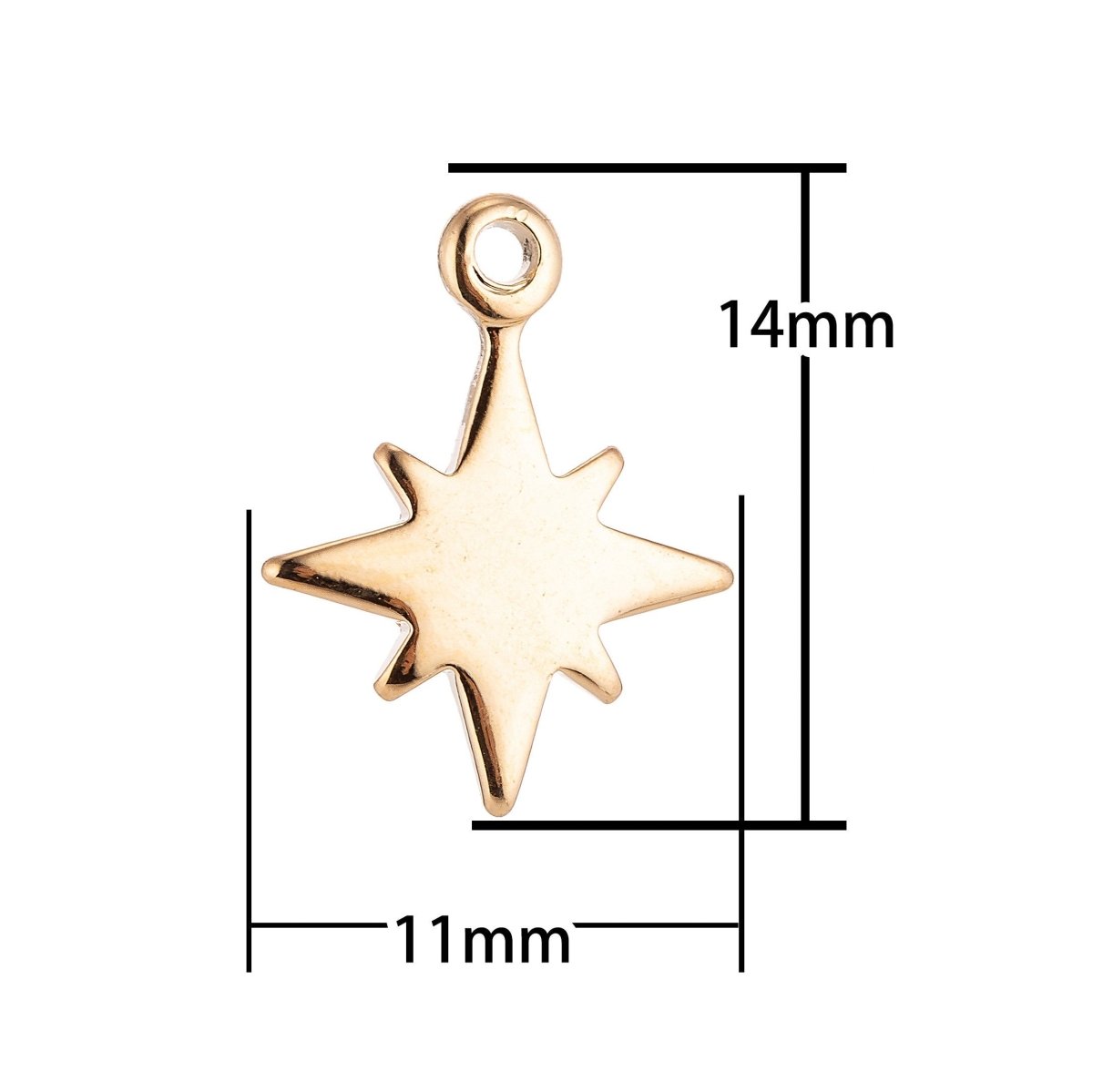 Dainty 18K Gold Fileld Star Burst North Star Sky, Wish Layer Necklace Pendant Charm Bead Earring Finding for Jewelry Making C-126