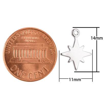 Dainty 18K Gold Fileld Star Burst North Star Sky, Wish Layer Necklace Pendant Charm Bead Earring Finding for Jewelry Making C-126