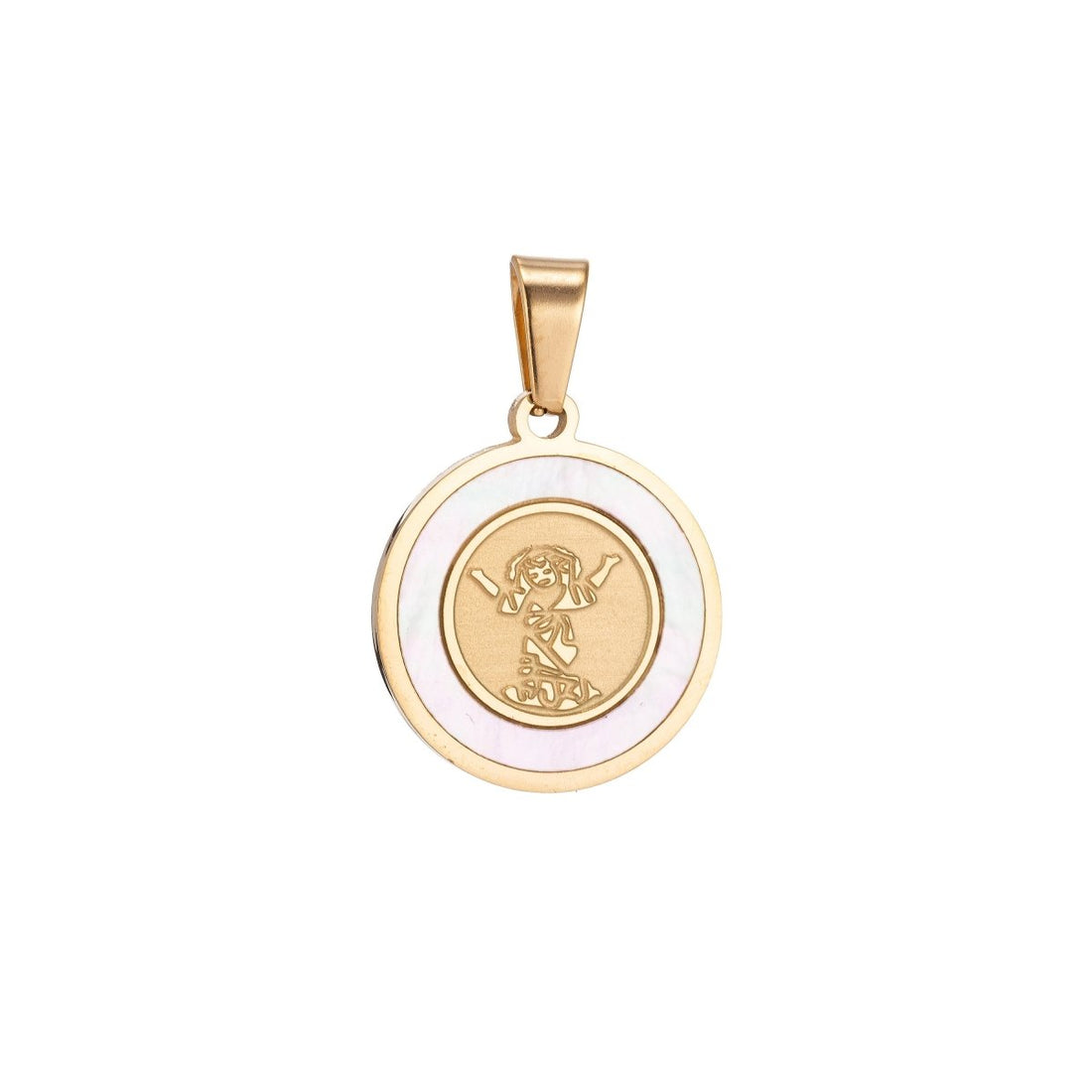Dainty 18K Gold Filled Divino Nino Medal (Divine Infant Jesus) Coin with Sea Shell Religious Jewelry J-390