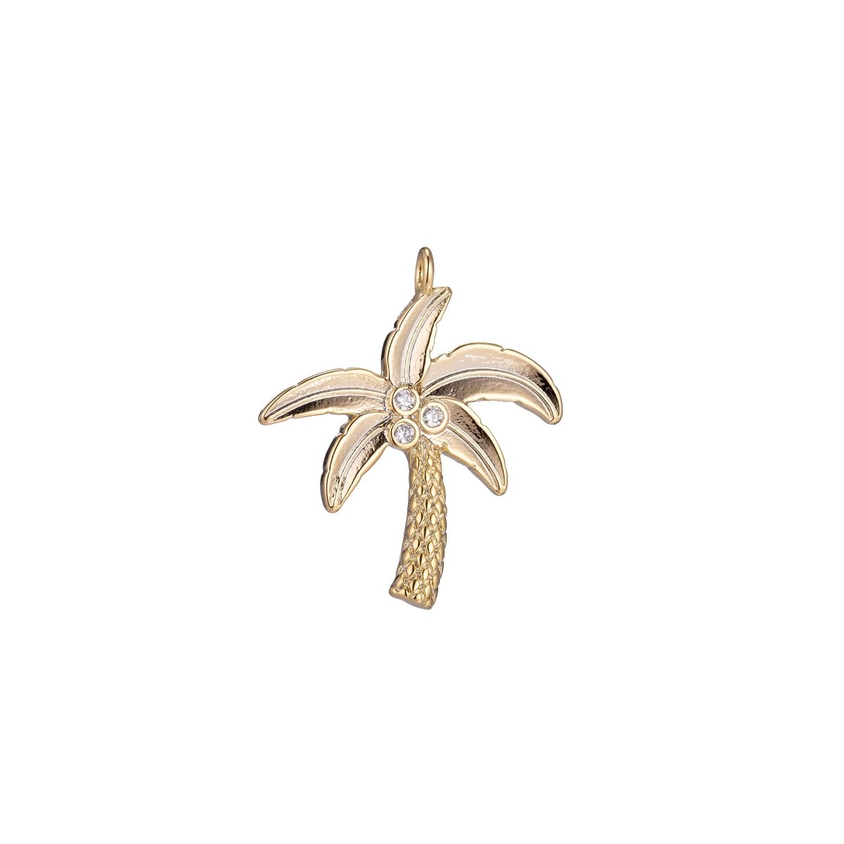 Dainty 18k Gold Filled Palm Tree Charm Tiny Coconut Tree Charm in CZ Charm for Bracelet Necklace Earring MakingC-348