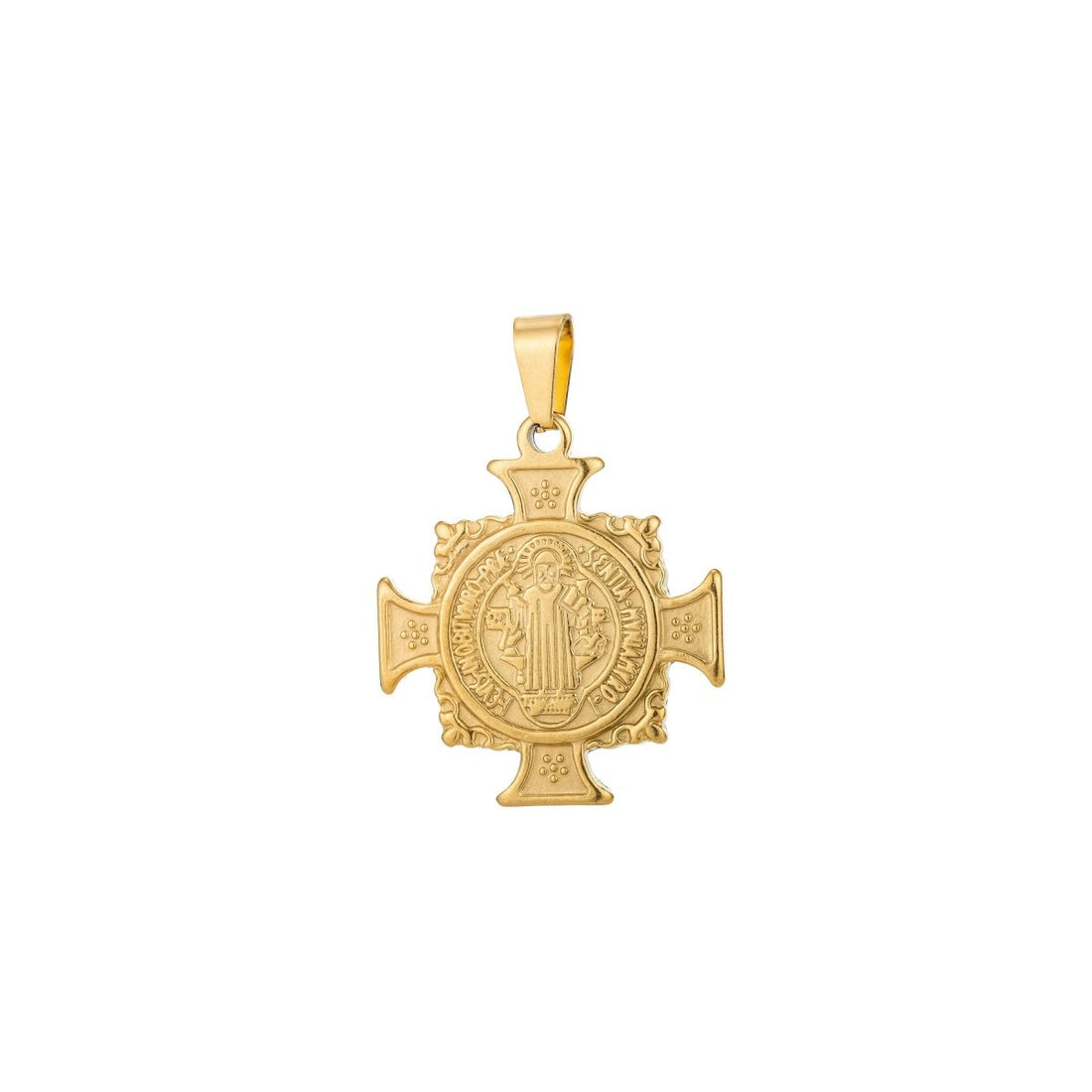 Dainty 18k Gold Filled Saint Benedict Cross Charm Medallion antiquity Pendant Double Sided for Necklace Jewelry Making J-554 J-608