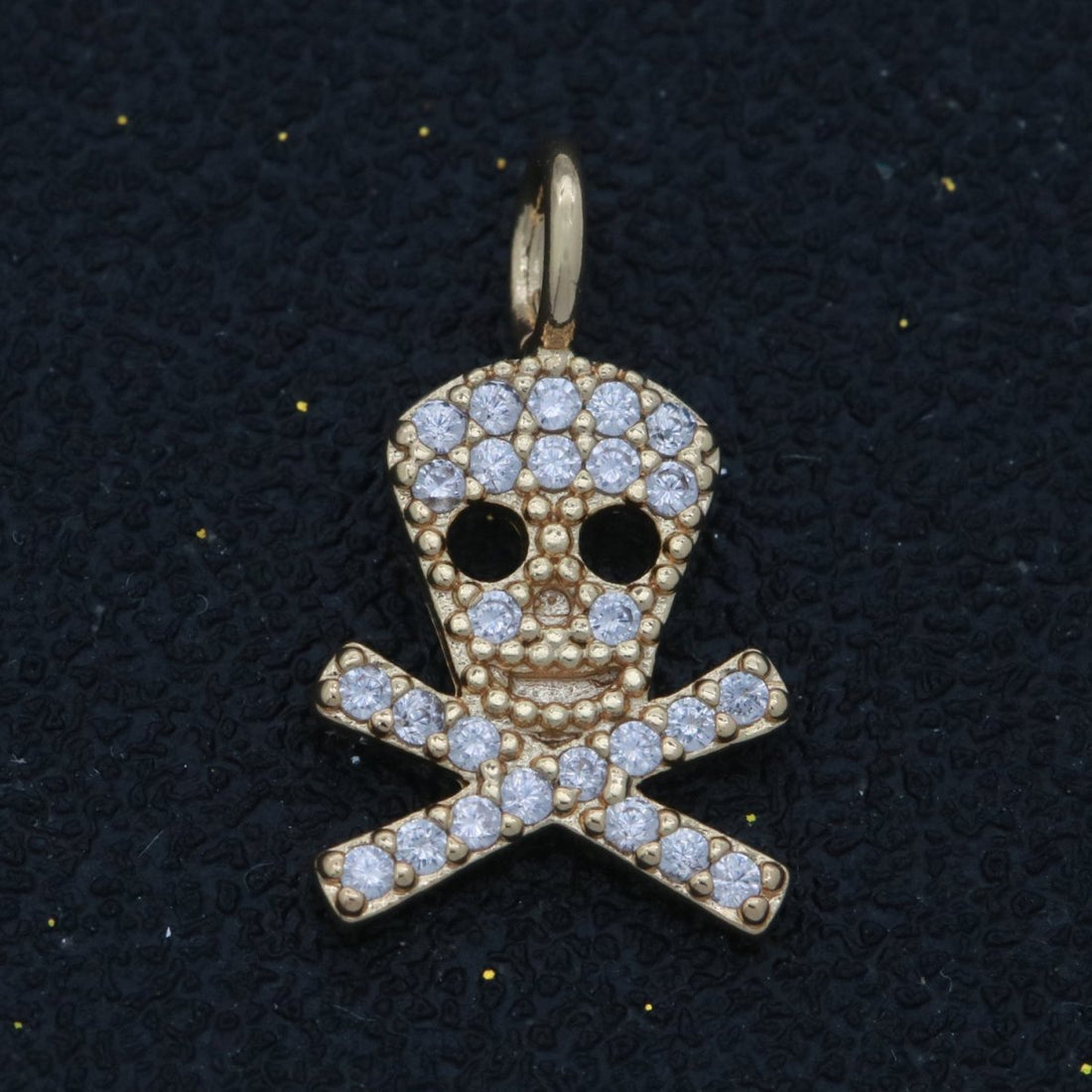 Dainty 18K Gold Filled Skull Charm Micro Pave Danger Skull Charm for Halloween Jewelry Inspired M-742