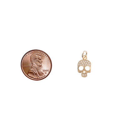 Dainty 18k Gold Filled Skull Human Bejeweled Skull, Bones, Cubic Zirconia Bracelet Charm, Necklace Pendant Huggie Earring Charm Supply C-00210