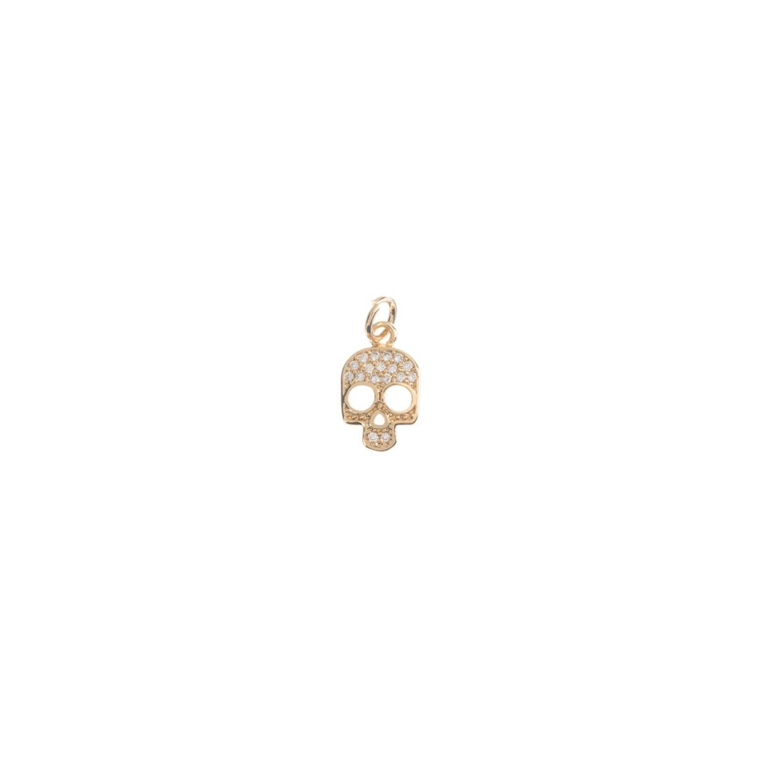 Dainty 18k Gold Filled Skull Human Bejeweled Skull, Bones, Cubic Zirconia Bracelet Charm, Necklace Pendant Huggie Earring Charm Supply C-00210