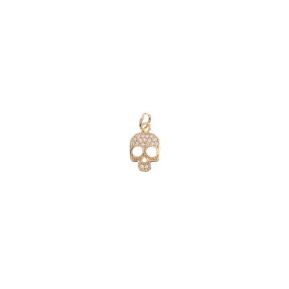 Dainty 18k Gold Filled Skull Human Bejeweled Skull, Bones, Cubic Zirconia Bracelet Charm, Necklace Pendant Huggie Earring Charm Supply C-00210
