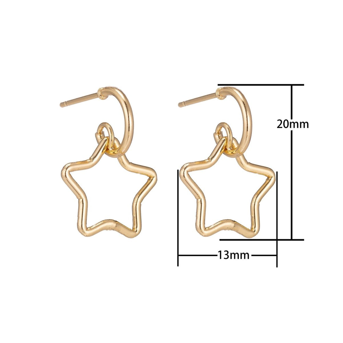 Dainty 18k Gold Filled Star Earrings, Celestial Earrings, Geometric Huggie Earring Making Supply Findings for Jewelry Making Supplies K-027