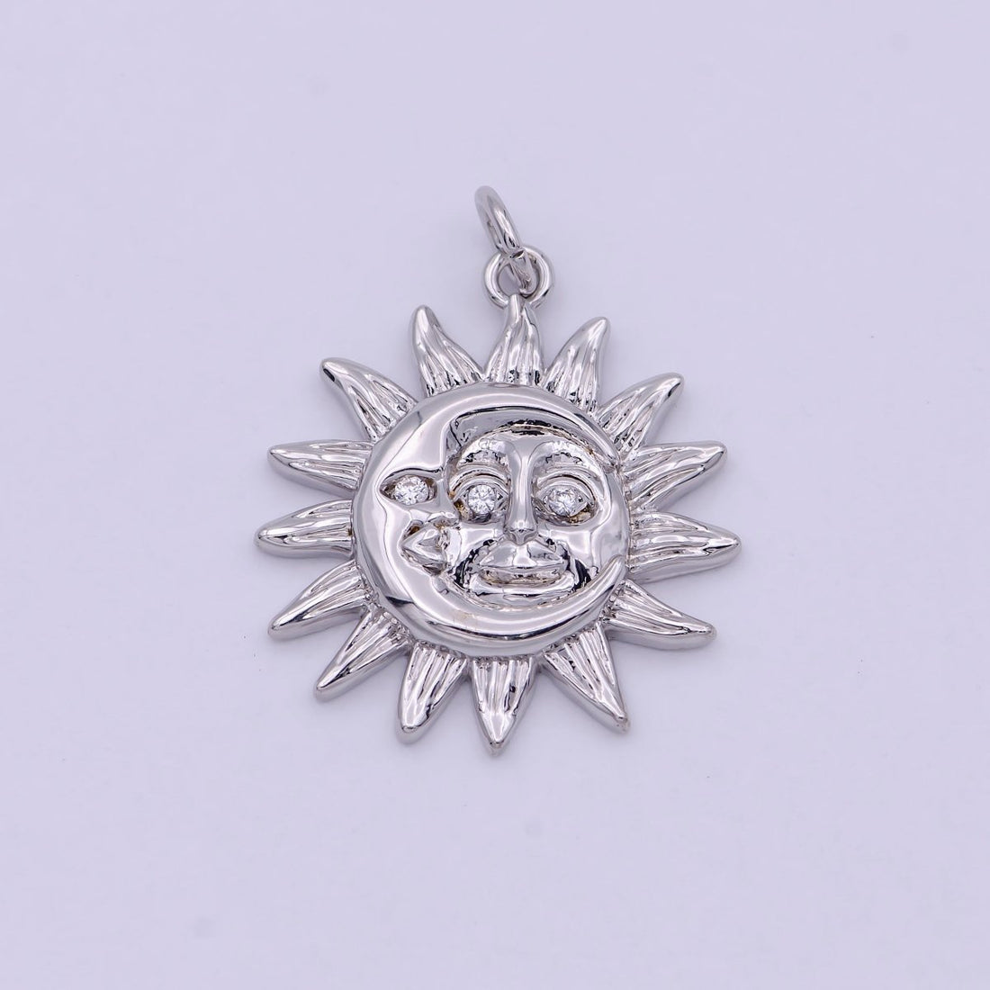 Dainty 18K Gold Filled Sun &amp; Moon Charms in Gold / Rose Gold / Silver Color 20mmx20mm Sun moon face Happy Smile Sun Face, C-249