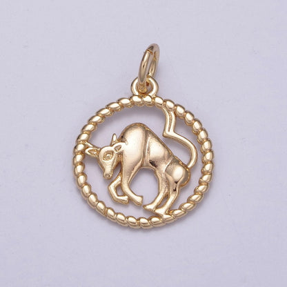 Dainty 18K Gold Filled Zodiac Horoscope Open Rope Edge Coin Charm | A-A1863-A-A1868