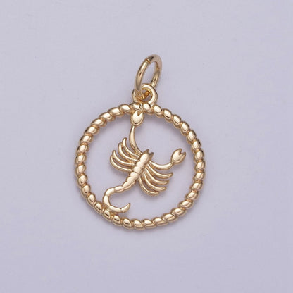 Dainty 18K Gold Filled Zodiac Horoscope Open Rope Edge Coin Charm | A-A1863-A-A1868