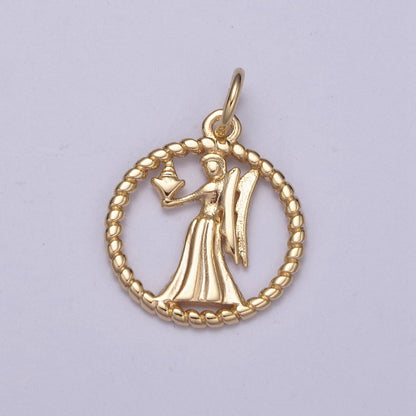 Dainty 18K Gold Filled Zodiac Horoscope Open Rope Edge Coin Charm | A-A1863-A-A1868