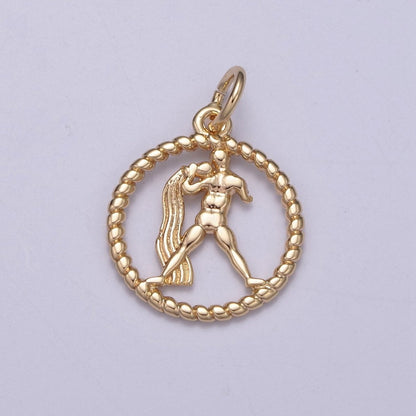 Dainty 18K Gold Filled Zodiac Horoscope Open Rope Edge Coin Charm | A-A1863-A-A1868