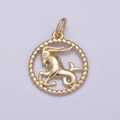 Dainty 18K Gold Filled Zodiac Horoscope Open Rope Edge Coin Charm | A-A1863-A-A1868