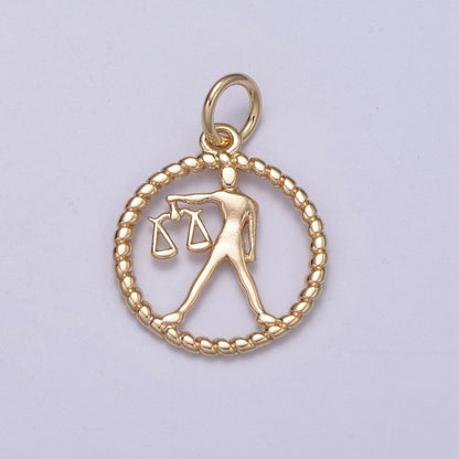 Dainty 18K Gold Filled Zodiac Horoscope Open Rope Edge Coin Charm | A-A1863-A-A1868
