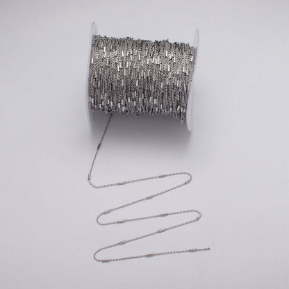 Dainty 24K Gold Filled 1.5mm Unique Cable Tube Unfinished Chain by Yard in Gold &amp; Silver | ROLL-1035, ROLL-1090 Clearance Pricing