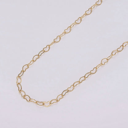 Dainty 24K Gold Filled 2.6mm Heart Cable Link Chain Unfinished Chain For Jewelry Making | ROLL-1387