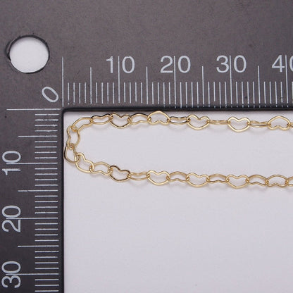 Dainty 24K Gold Filled 2.6mm Heart Cable Link Chain Unfinished Chain For Jewelry Making | ROLL-1387