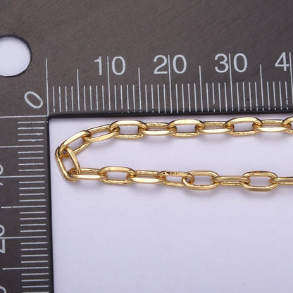 Dainty 24K Gold Filled 6.5X3.3mm PaperClip Chain, Unfinished Paperclip Cable Chain For Jewelry Making Supply Component | ROLL-657