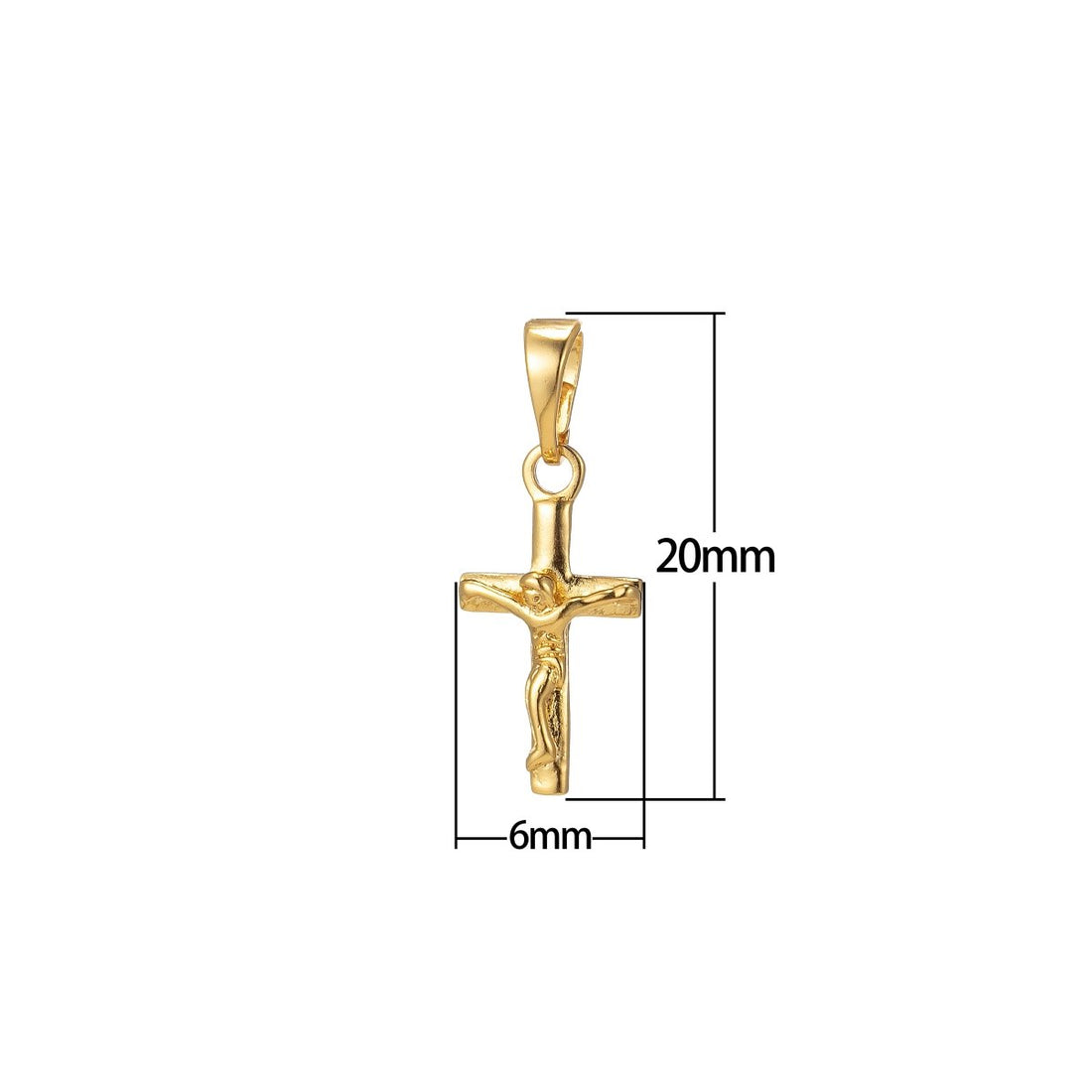 Dainty 24k gold Filled crucifix cross charm Jesus Pendant Religious Bracelet, Necklace Rosary Supply I-125