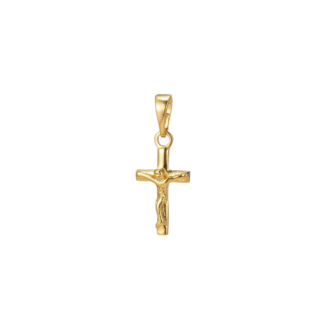 Dainty 24k gold Filled crucifix cross charm Jesus Pendant Religious Bracelet, Necklace Rosary Supply I-125