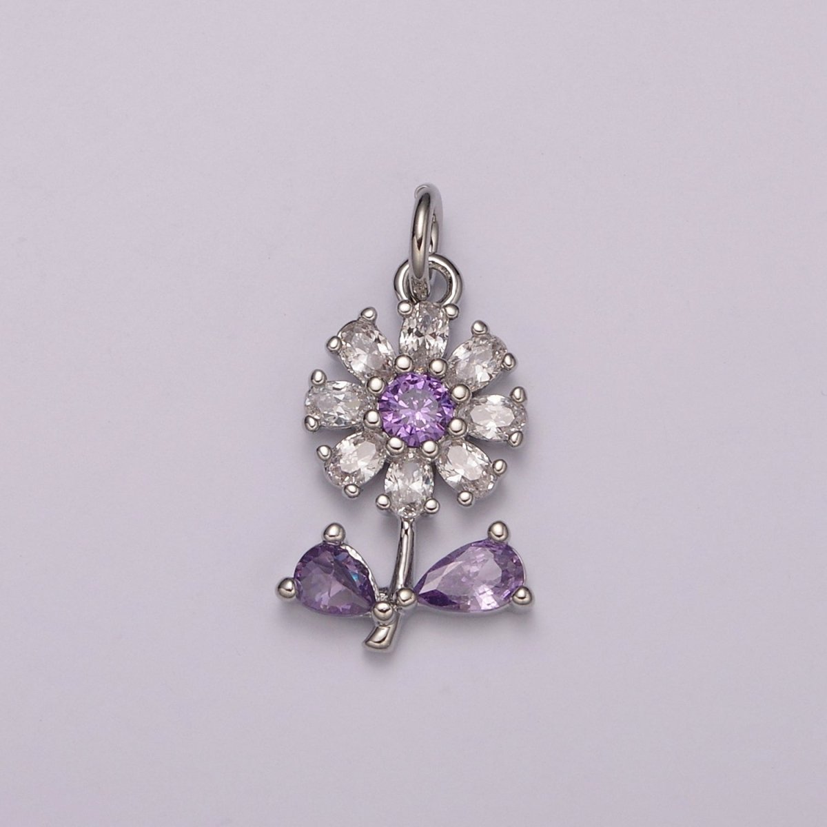 Dainty 24k Gold Filled Flower Charm Purple Daisy Flower Charm for necklace bracelet earring M-934 M-935