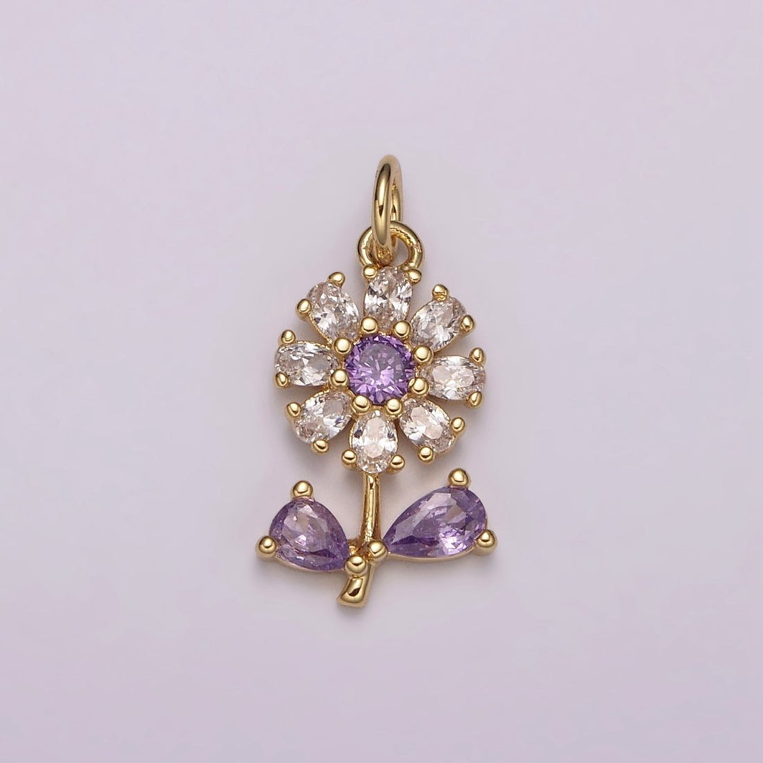 Dainty 24k Gold Filled Flower Charm Purple Daisy Flower Charm for necklace bracelet earring M-934 M-935