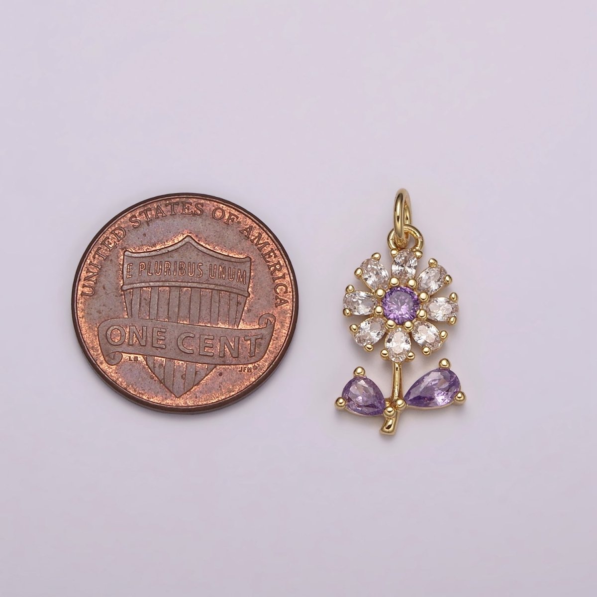 Dainty 24k Gold Filled Flower Charm Purple Daisy Flower Charm for necklace bracelet earring M-934 M-935