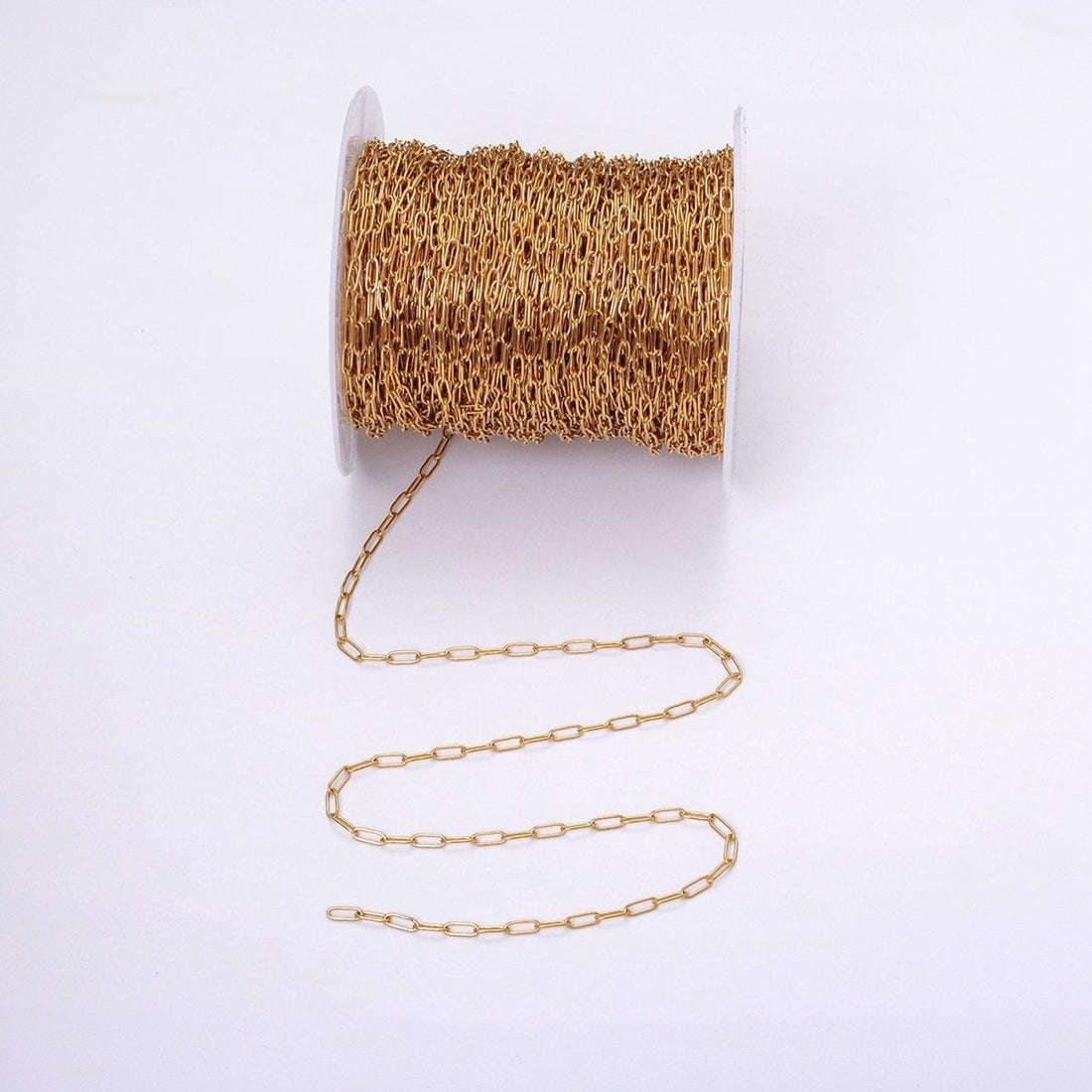 Dainty 24k Gold Filled Paperclip Chain 2.3mm Width Unfinished Chain by Yard | ROLL-1269 ROLL-1270