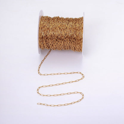 Dainty 24k Gold Filled Paperclip Chain 2.3mm Width Unfinished Chain by Yard | ROLL-1269 ROLL-1270