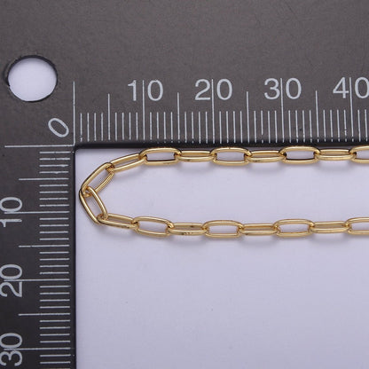 Dainty 24K Gold Filled PaperClip Chain, 6X2.7mm Paperclip Unfinished Chain For Jewelry Making Supply Component | ROLL-652