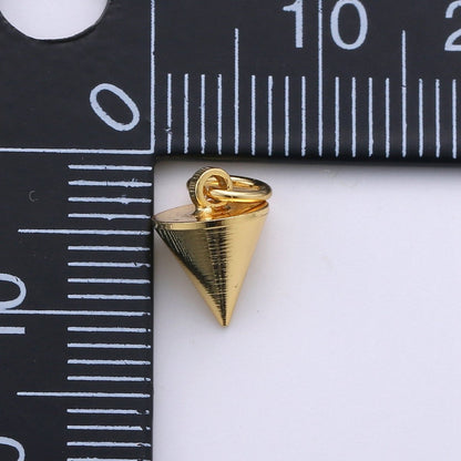 Dainty 24K Gold Filled Spike Charms,11x7mm Spike Pendants Conical Spike Charm,Drop Pendulum Pendant Stud Charm,Jewelry Finding K-800