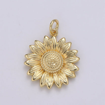 Dainty 24K Gold Filled Sun Flower Charm   E-136