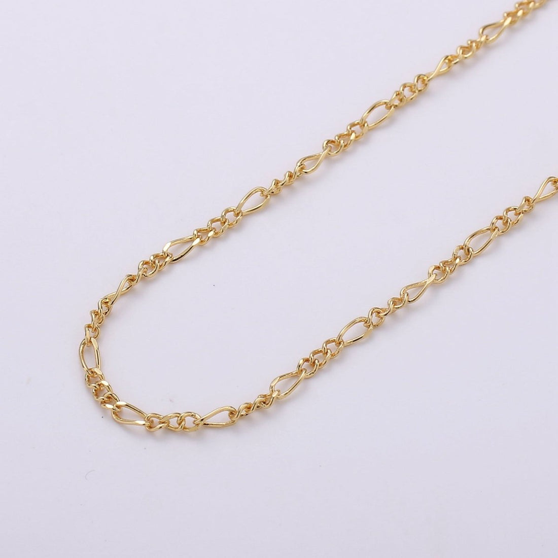 Dainty 2.5mm Figaro Long and Short Chain 16K Gold Filled Figaro Chain Jewelry Chain Sold by the Yard for Necklace Bracelet Anklet Supply | ROLL-376 Clearance Pricing