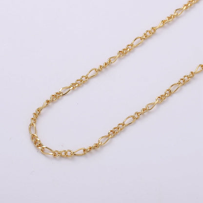 Dainty 2.5mm Figaro Long and Short Chain 16K Gold Filled Figaro Chain Jewelry Chain Sold by the Yard for Necklace Bracelet Anklet Supply | ROLL-376 Clearance Pricing