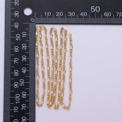 Dainty 2.5mm Figaro Long and Short Chain 16K Gold Filled Figaro Chain Jewelry Chain Sold by the Yard for Necklace Bracelet Anklet Supply | ROLL-376 Clearance Pricing