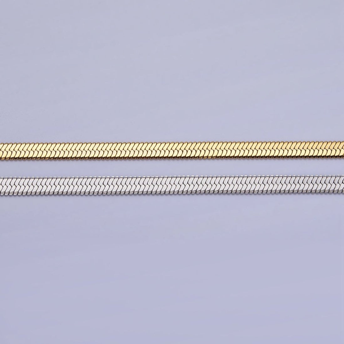 Dainty 2.5mm Gold Herringbone Chain Necklace Silver Flat Snake Chain Stainless Steel Chain 18 inch | WA-1552 WA-1553 Clearance Pricing