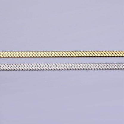 Dainty 2.5mm Gold Herringbone Chain Necklace Silver Flat Snake Chain Stainless Steel Chain 18 inch | WA-1552 WA-1553 Clearance Pricing