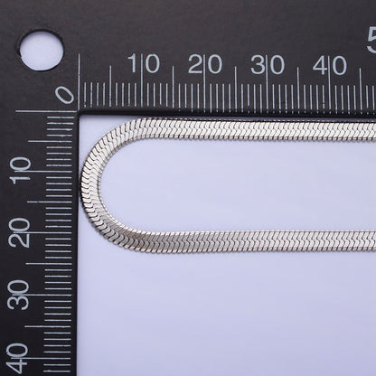 Dainty 2.5mm Gold Herringbone Chain Necklace Silver Flat Snake Chain Stainless Steel Chain 18 inch | WA-1552 WA-1553 Clearance Pricing