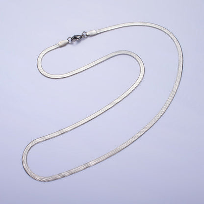 Dainty 2.5mm Gold Herringbone Chain Necklace Silver Flat Snake Chain Stainless Steel Chain 18 inch | WA-1552 WA-1553 Clearance Pricing
