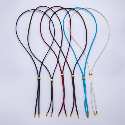 Dainty 2.5mm Leather Bolo Slide Adjustable 26 Inch Lariat Necklace | WA-04338 ~ WA-04343