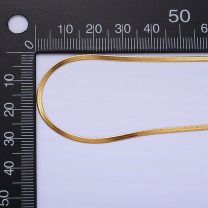 Dainty 2mm Gold Herringbone Chain Necklace Silver Flat Snake Chain Stainless Steel Chain 17.5 inch | WA-1550 WA-1551