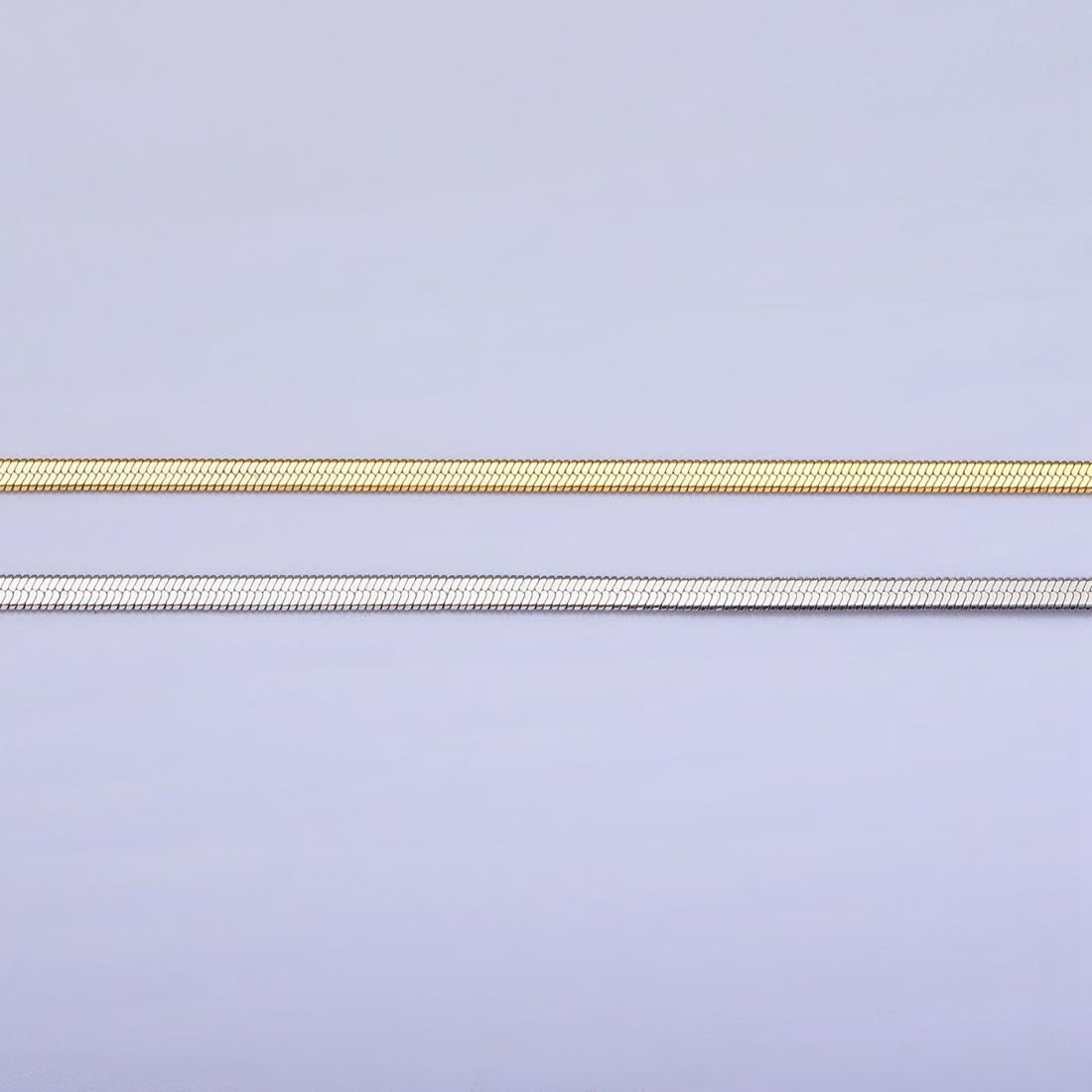 Dainty 2mm Gold Herringbone Chain Necklace Silver Flat Snake Chain Stainless Steel Chain 17.5 inch | WA-1550 WA-1551