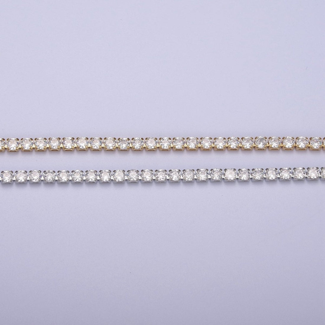 Dainty 3mm Tennis Chain with Crystal Cubic Zirconia CZ, Diamond Unfinished Chain For Necklace Bracelet Anklet Making, Jewelry Supply Component | ROLL-658, ROLL-659 Clearance Pricing