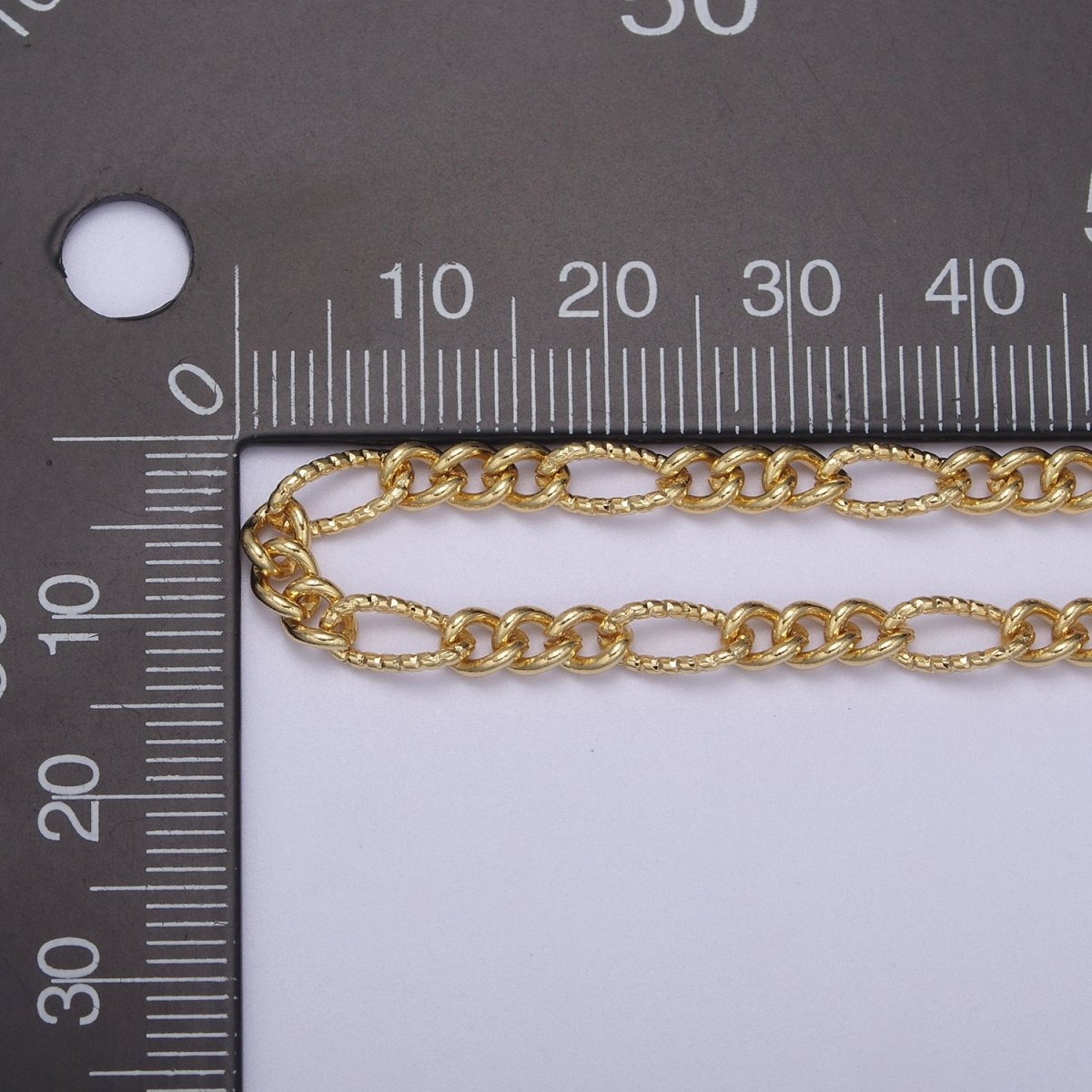 Dainty 4mm Unique Figaro Chain in Silver &amp; Gold color, 24K Gold Filled Textured Figaro Chain Sold by Yard For Jewelry Making Supply Component | ROLL-629, ROLL-630 Clearance Pricing