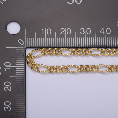 Dainty 4mm Unique Figaro Chain in Silver &amp; Gold color, 24K Gold Filled Textured Figaro Chain Sold by Yard For Jewelry Making Supply Component | ROLL-629, ROLL-630 Clearance Pricing