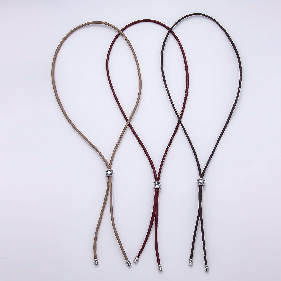Dainty 5mm Leather Bolo Slide Adjustable 31 Inch Lariat Necklace | WA-04589 ~ WA-04591