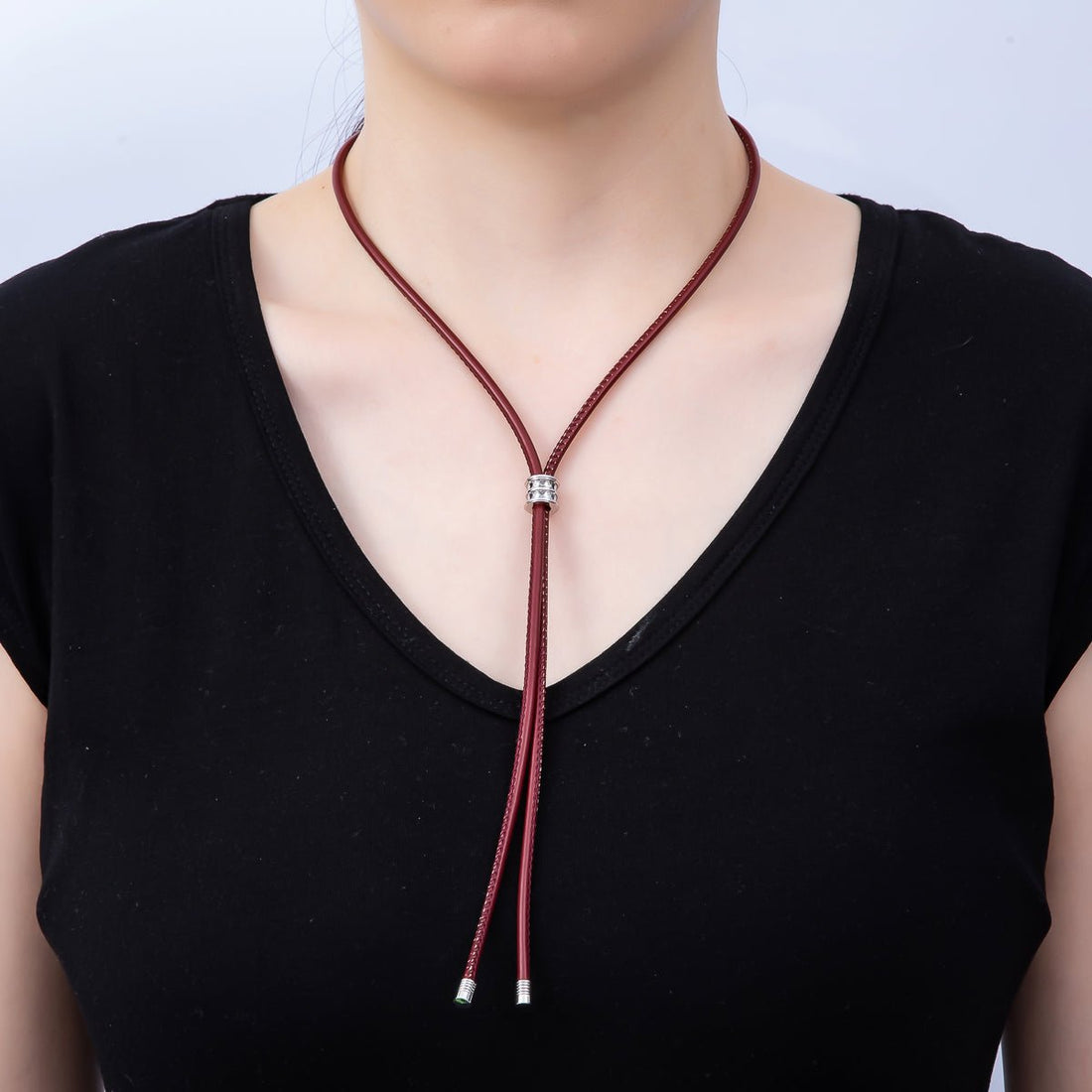 Dainty 5mm Leather Bolo Slide Adjustable 31 Inch Lariat Necklace | WA-04589 ~ WA-04591