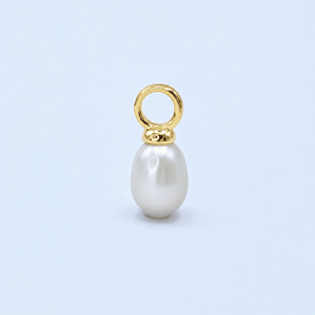 Dainty 6mm White pearl oval drop pendant for Minimalist Jewelry Making Supply | P-1943