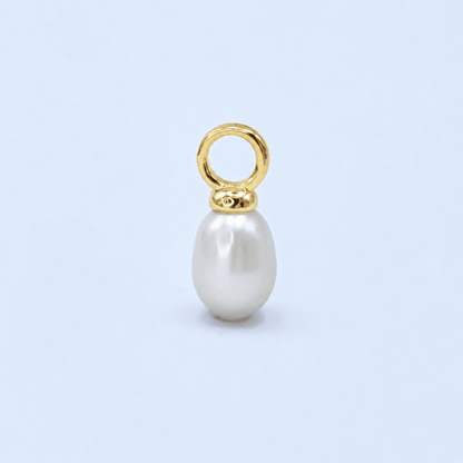 Dainty 6mm White pearl oval drop pendant for Minimalist Jewelry Making Supply | P-1943