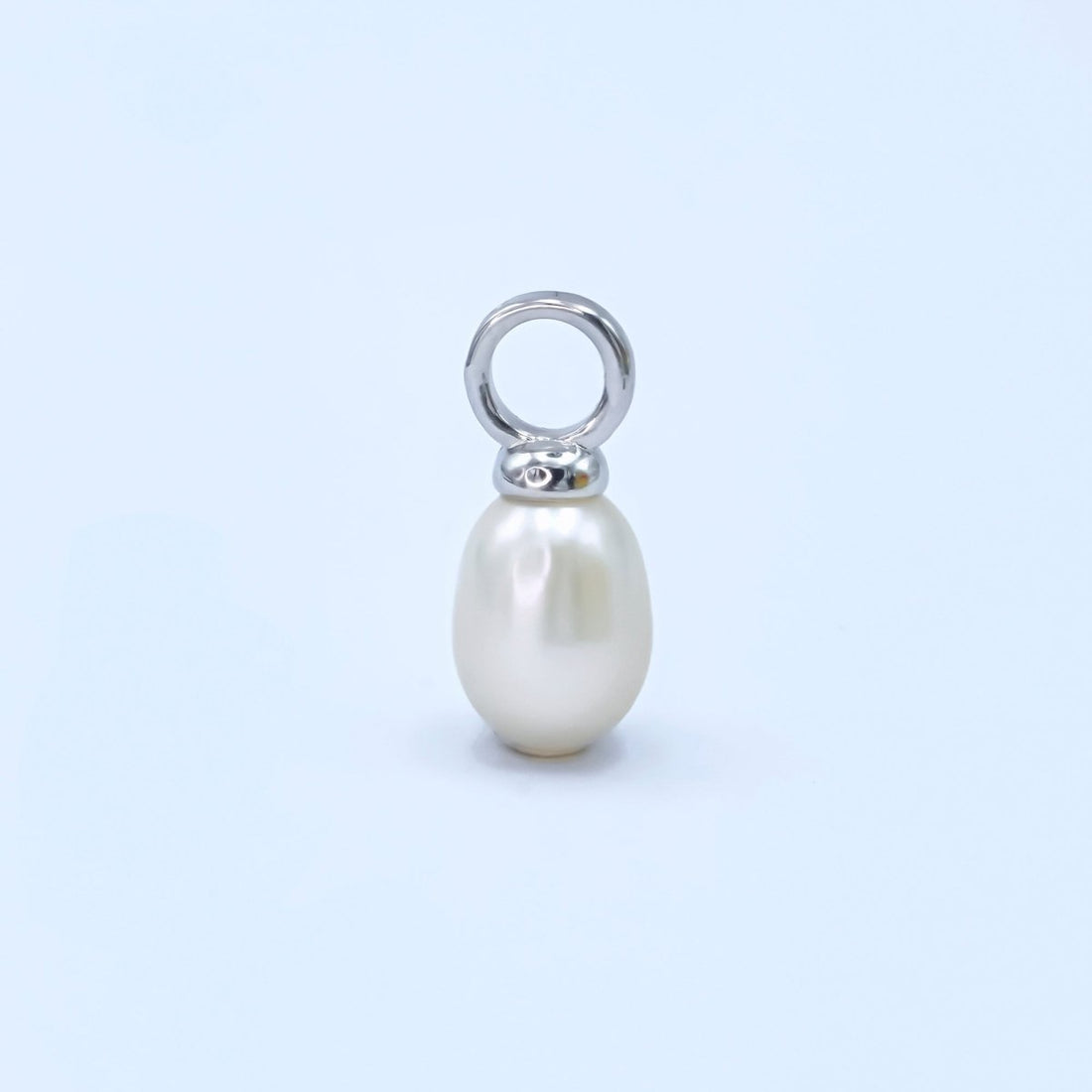 Dainty 6mm White pearl oval drop pendant for Minimalist Jewelry Making Supply | P-1943